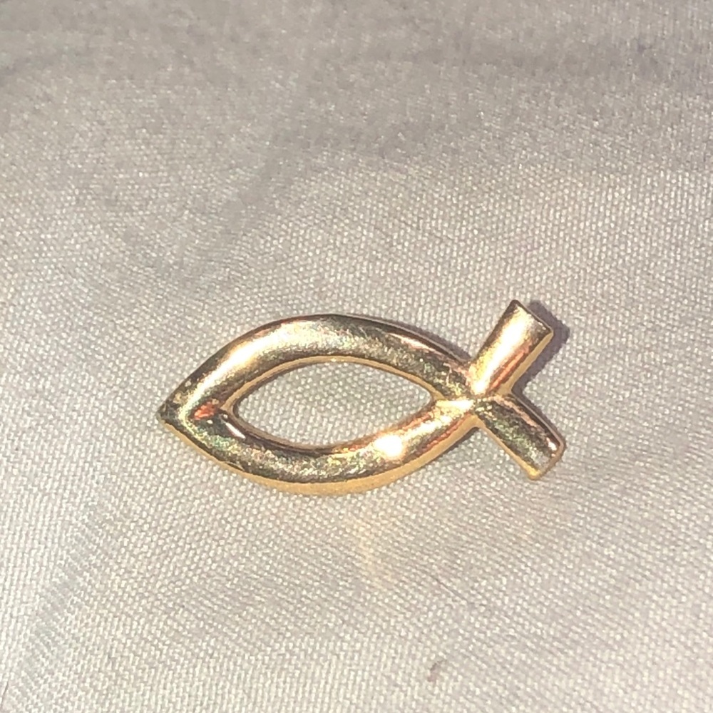 Gold Spiritual FISH Tie tack GOD FAITH LOVE